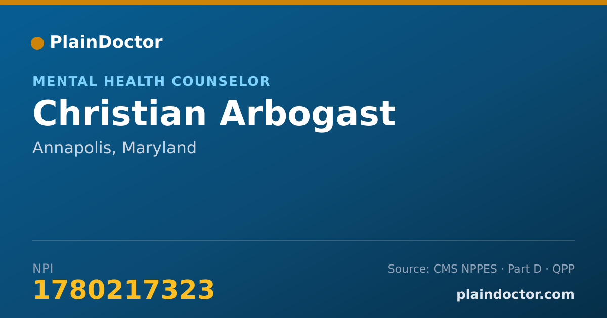 Shareable card for Christian Arbogast - Mental Health Counselor, Annapolis, MD
