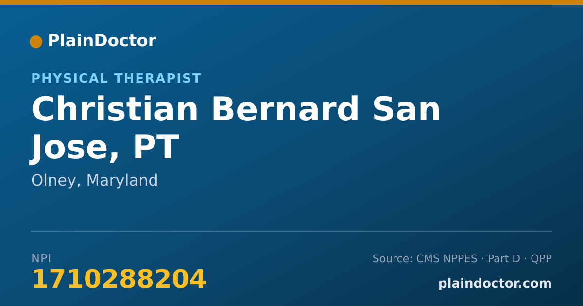 Shareable card for Christian Bernard San Jose, PT - Physical Therapist, Olney, MD