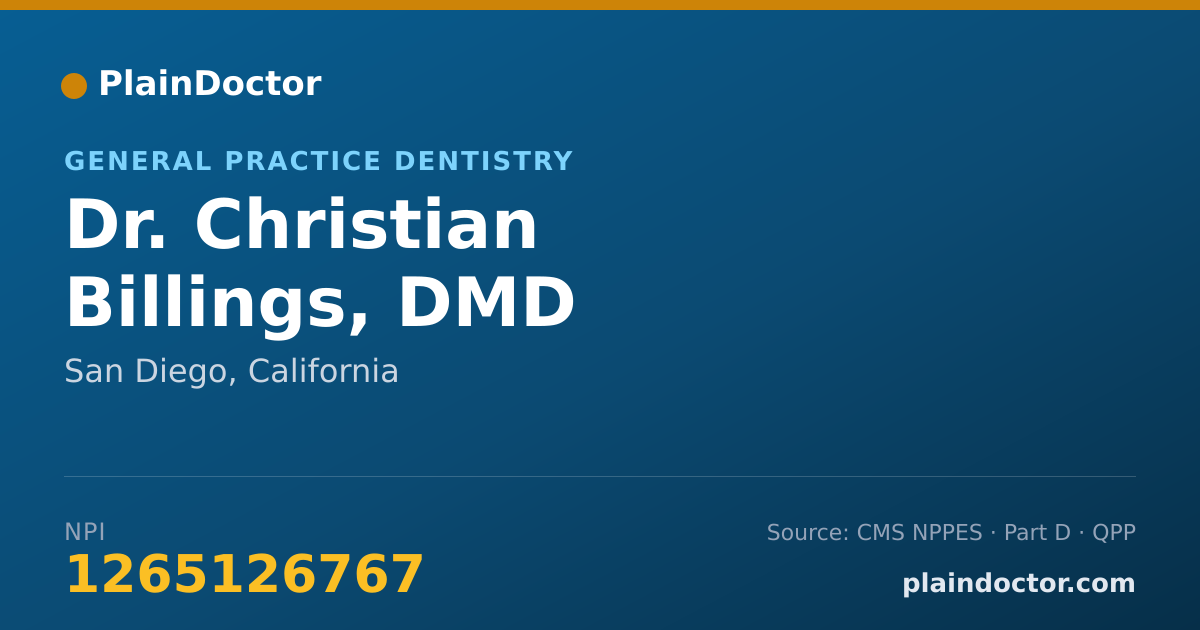 Shareable card for Christian Billings, DMD - General Practice Dentistry, San Diego, CA