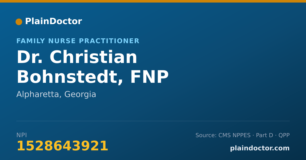 Shareable card for Christian Bohnstedt, FNP - Family Nurse Practitioner, Alpharetta, GA