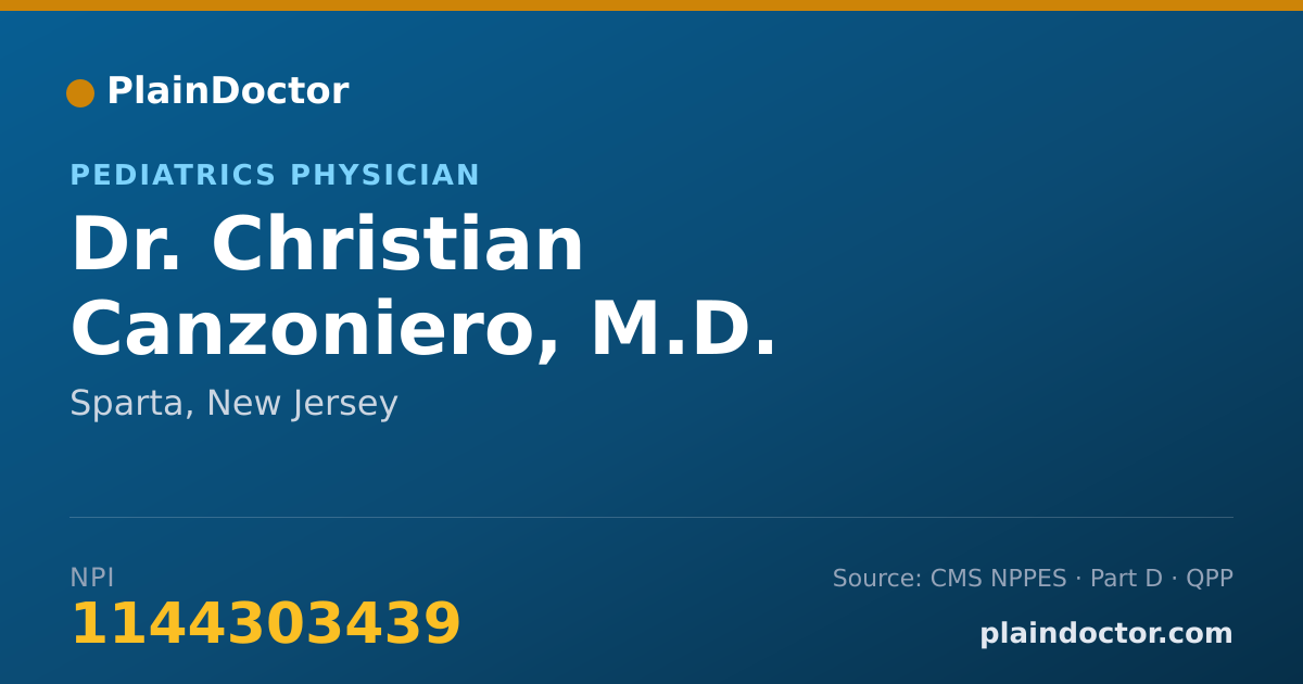 Shareable card for Christian Canzoniero, M.D. - Pediatrics Physician, Sparta, NJ