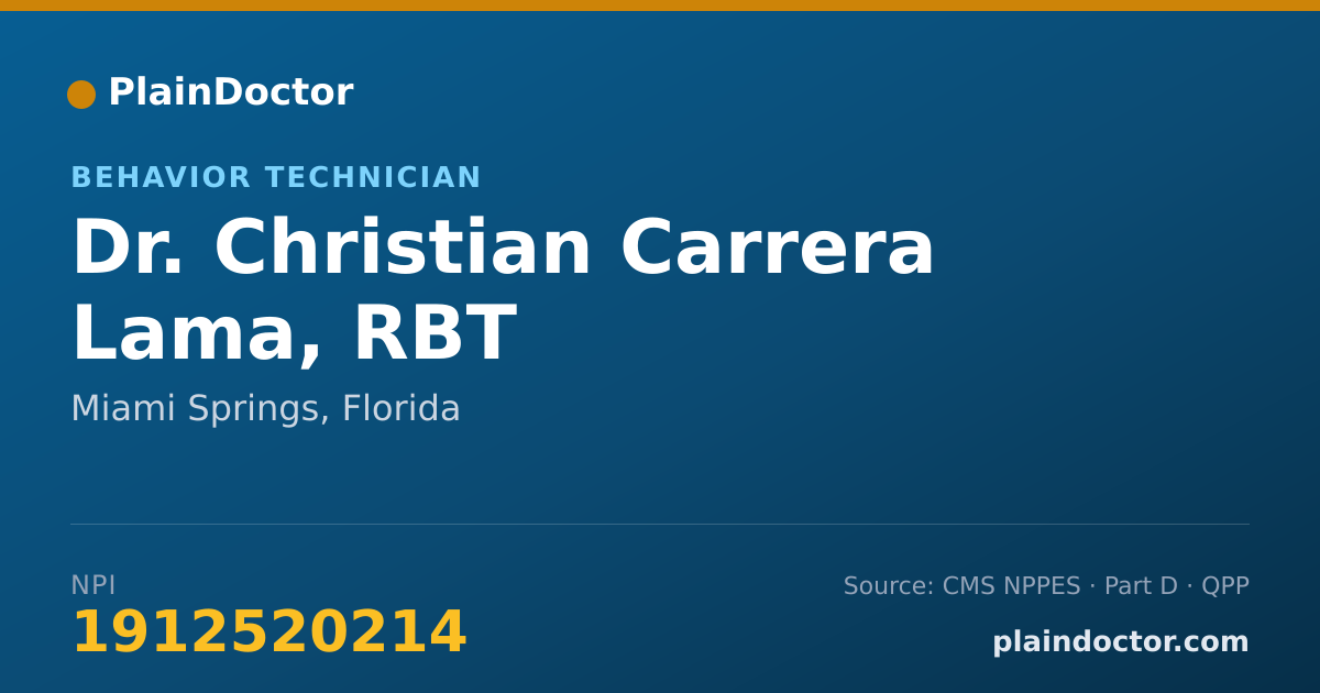 Shareable card for Christian Carrera Lama, RBT - Behavior Technician, Miami Springs, FL