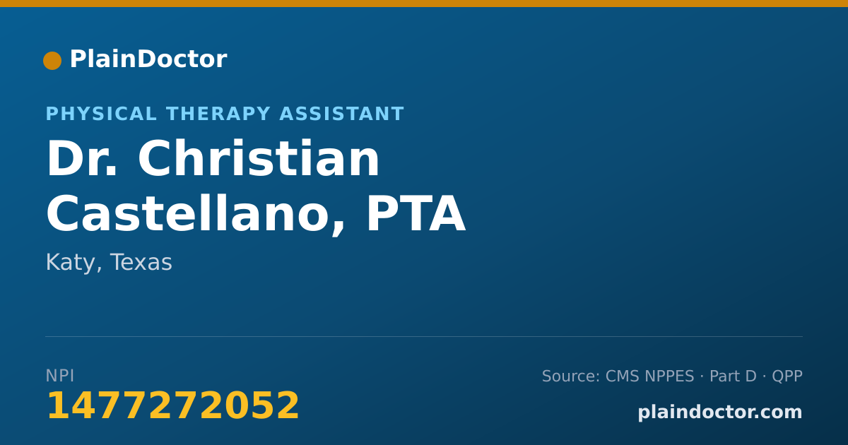 Shareable card for Christian Castellano, PTA - Physical Therapy Assistant, Katy, TX