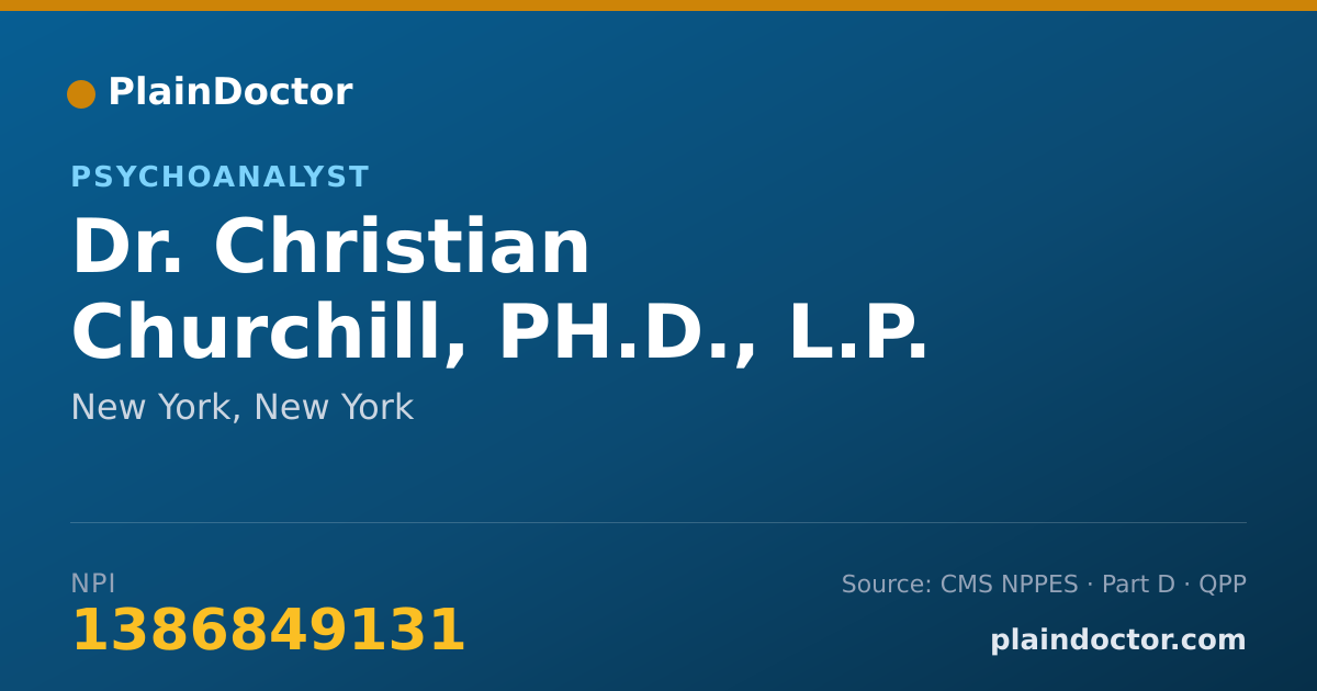 Shareable card for Christian Churchill, PH.D., L.P. - Psychoanalyst, New York, NY