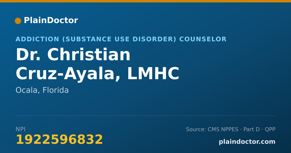 Shareable card for Christian Cruz-Ayala, LMHC - Addiction (Substance Use Disorder) Counselor, Ocala, FL