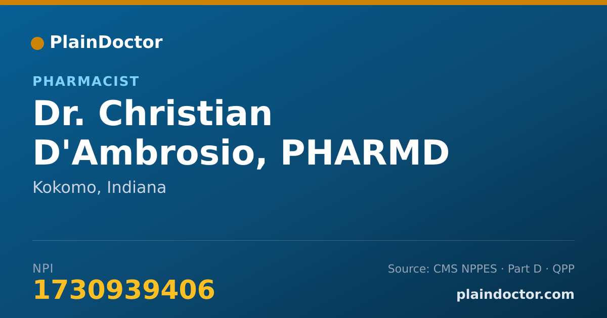 Shareable card for Christian D'Ambrosio, PHARMD - Pharmacist, Kokomo, IN