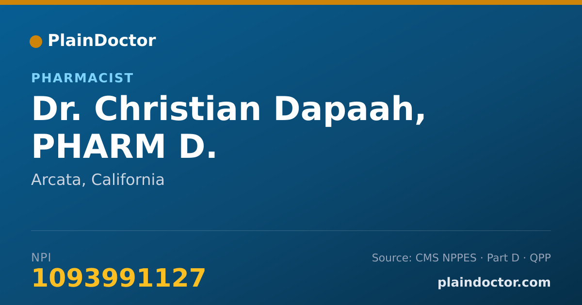 Shareable card for Christian Dapaah, PHARM D. - Pharmacist, Arcata, CA