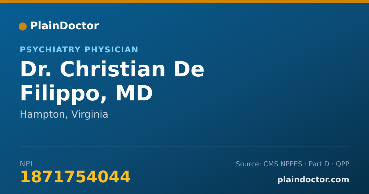 Shareable card for Christian De Filippo, MD - Psychiatry Physician, Hampton, VA