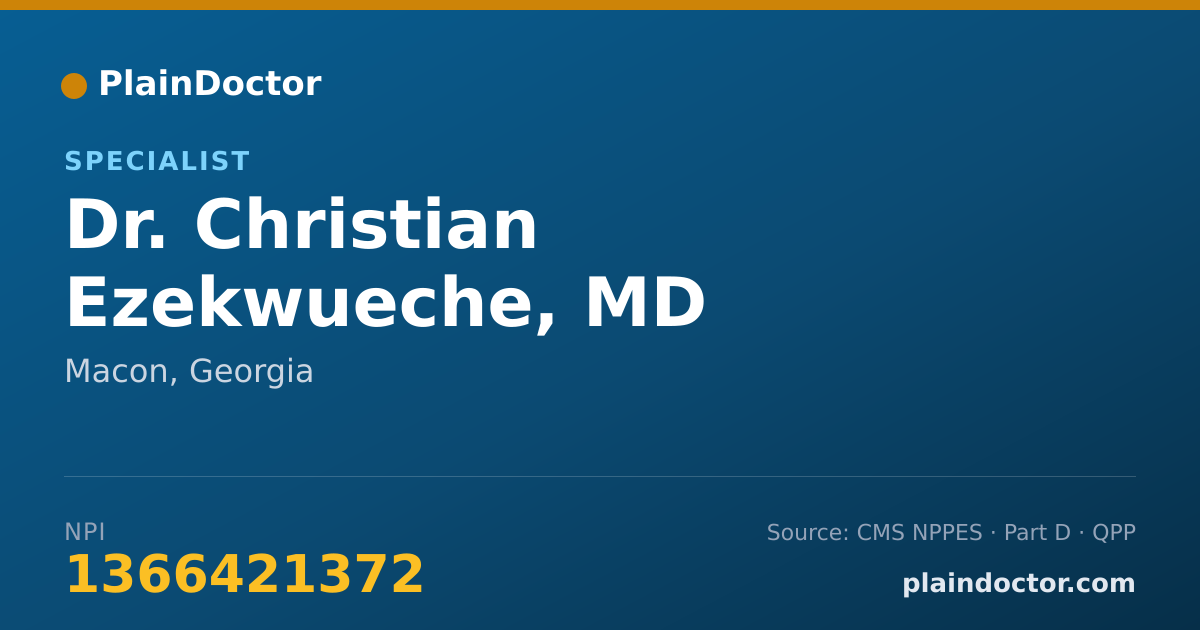 Shareable card for Christian Ezekwueche, MD - Specialist, Macon, GA