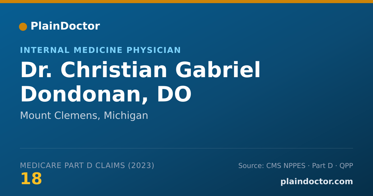 Shareable card for Christian Gabriel Dondonan, DO - Internal Medicine Physician, Mount Clemens, MI