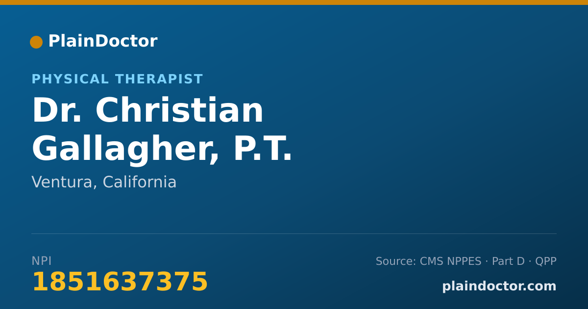 Shareable card for Christian Gallagher, P.T. - Physical Therapist, Ventura, CA