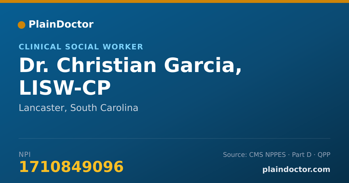 Shareable card for Christian Garcia, LISW-CP - Clinical Social Worker, Lancaster, SC