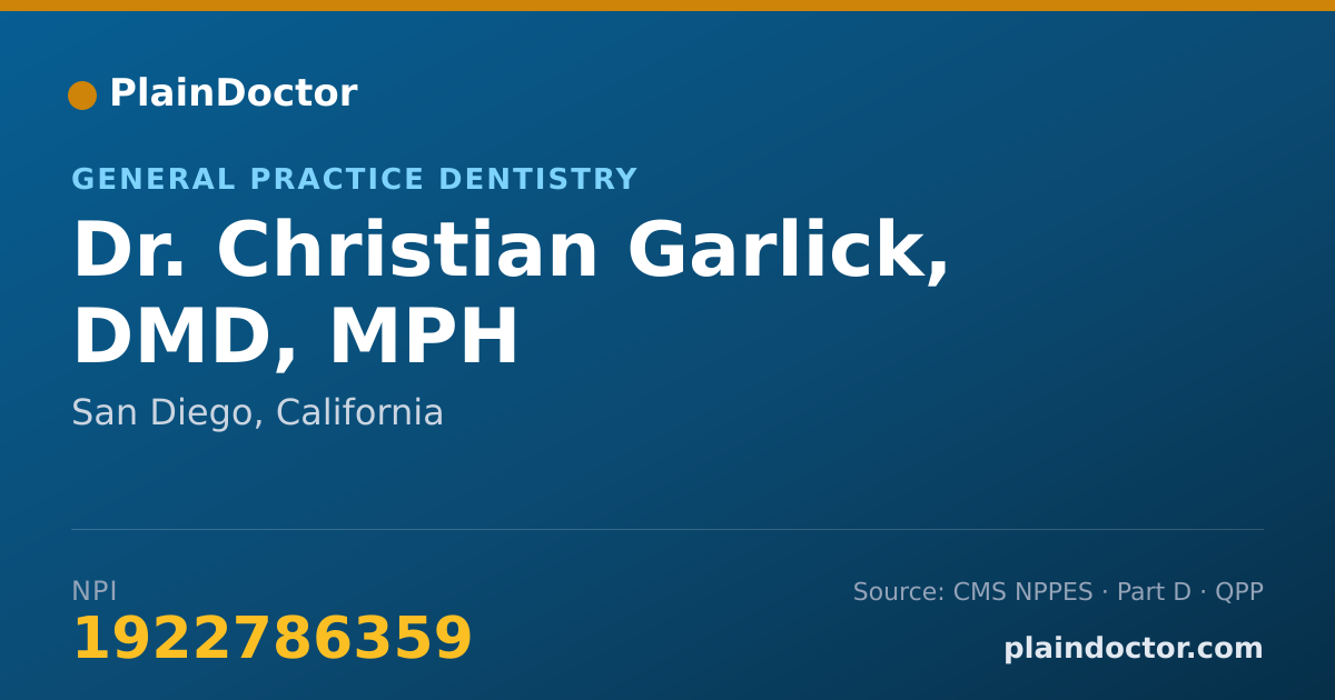 Shareable card for Christian Garlick, DMD, MPH - General Practice Dentistry, San Diego, CA