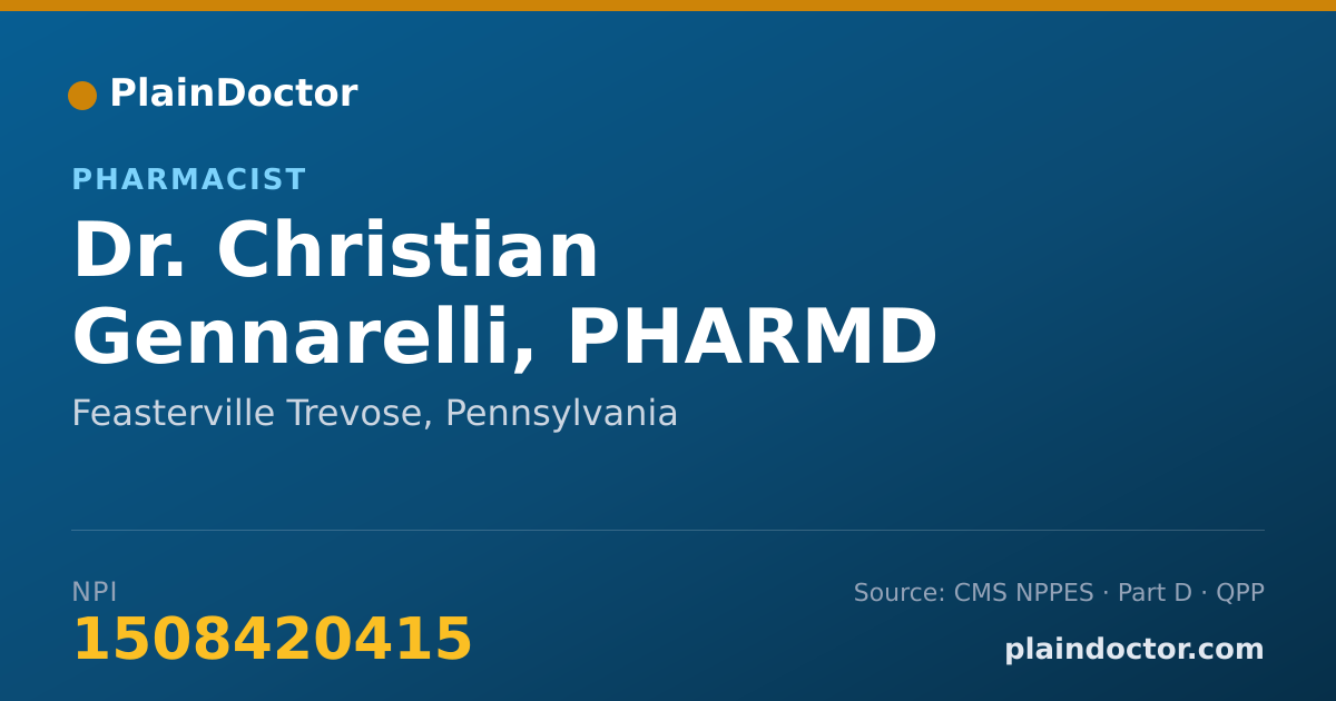 Shareable card for Christian Gennarelli, PHARMD - Pharmacist, Feasterville Trevose, PA