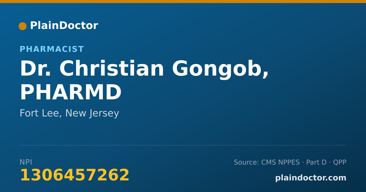 Shareable card for Christian Gongob, PHARMD - Pharmacist, Fort Lee, NJ