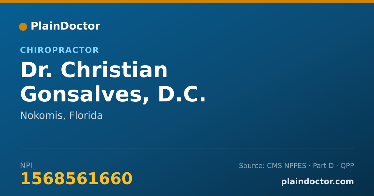 Shareable card for Christian Gonsalves, D.C. - Chiropractor, Nokomis, FL