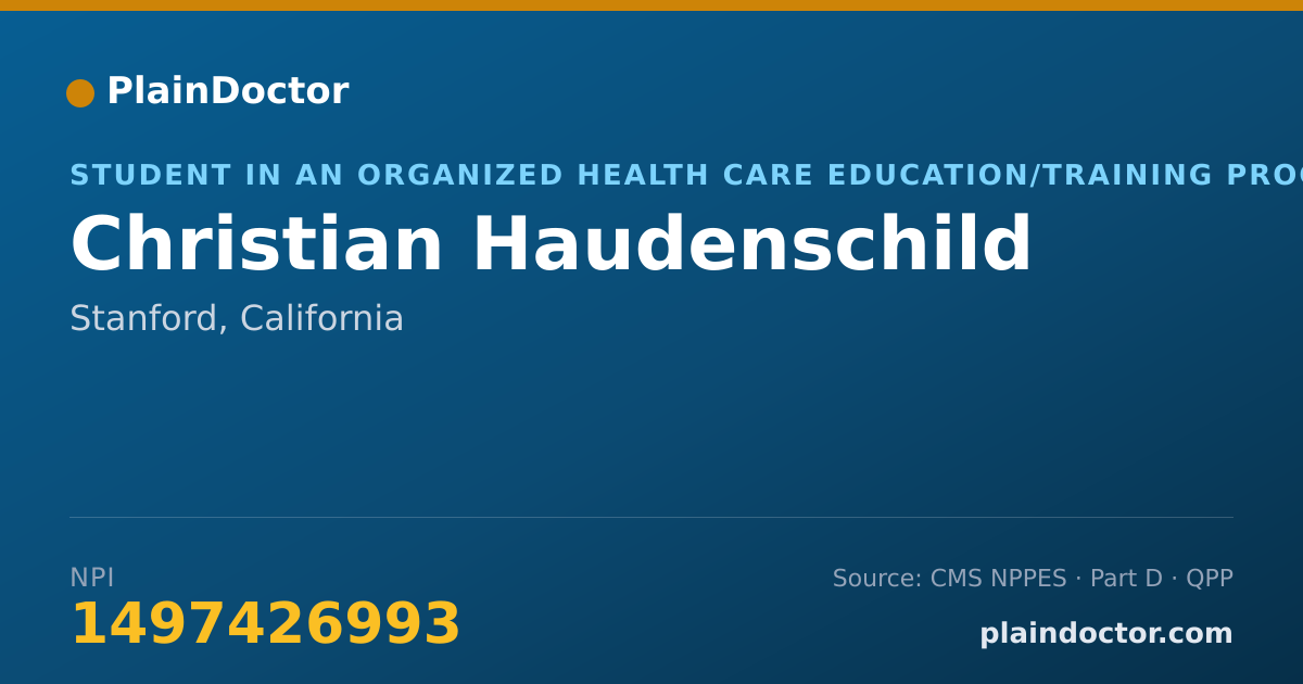 Shareable card for Christian Haudenschild - Student in an Organized Health Care Education/Training Program, Stanford, CA