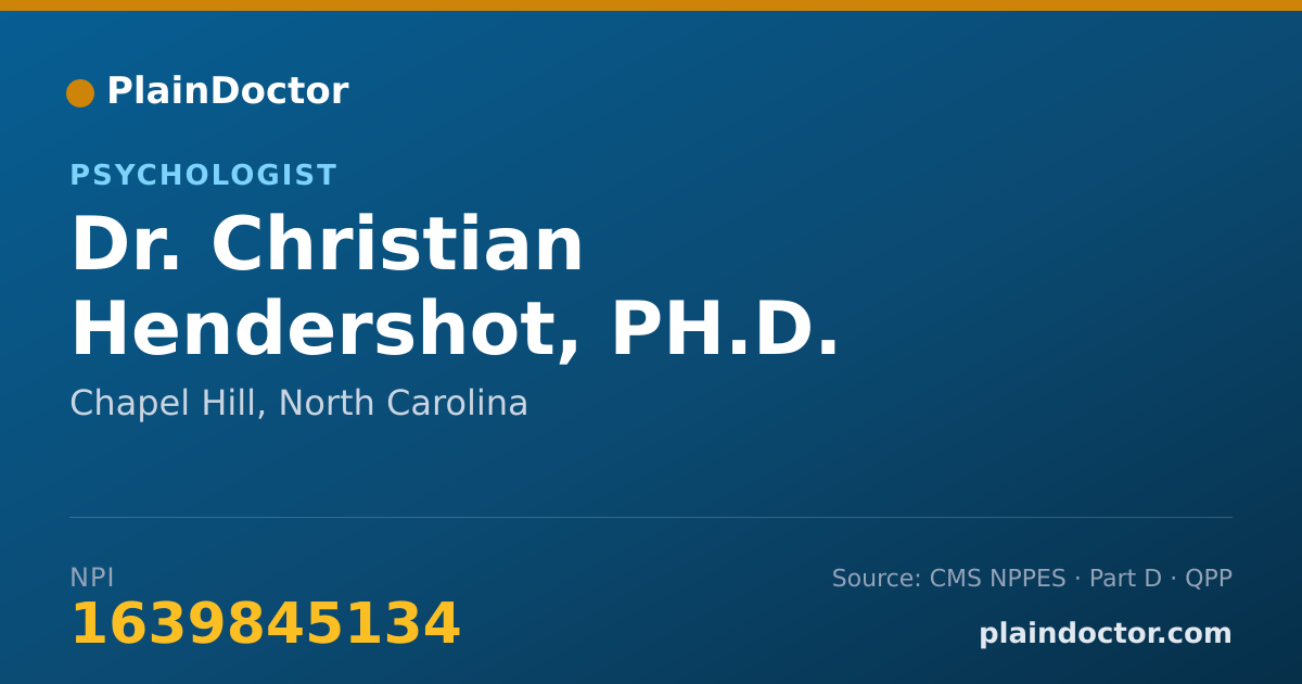 Shareable card for Christian Hendershot, PH.D. - Psychologist, Chapel Hill, NC