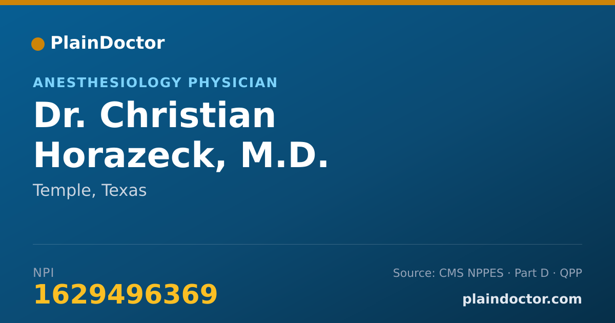 Shareable card for Christian Horazeck, M.D. - Anesthesiology Physician, Temple, TX