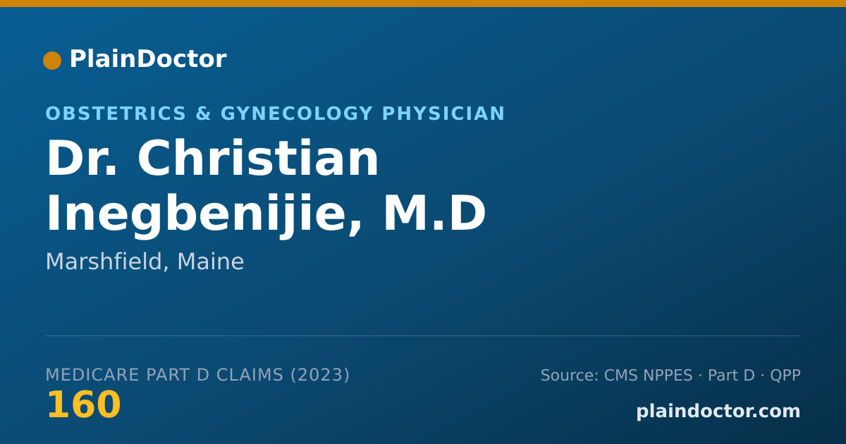 Shareable card for Christian Inegbenijie, M.D - Obstetrics & Gynecology Physician, Marshfield, ME