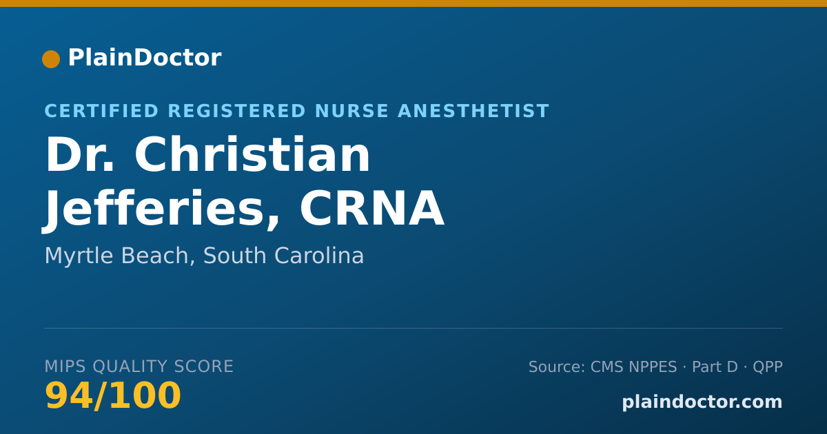 Shareable card for Christian Jefferies, CRNA - Certified Registered Nurse Anesthetist, Myrtle Beach, SC