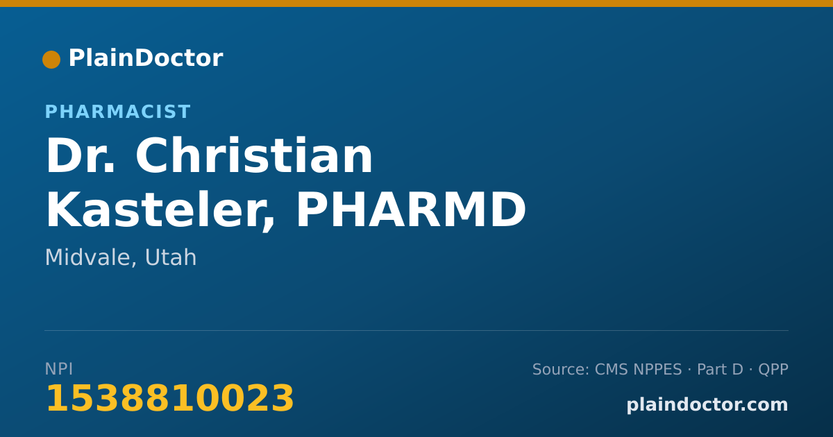Shareable card for Christian Kasteler, PHARMD - Pharmacist, Midvale, UT