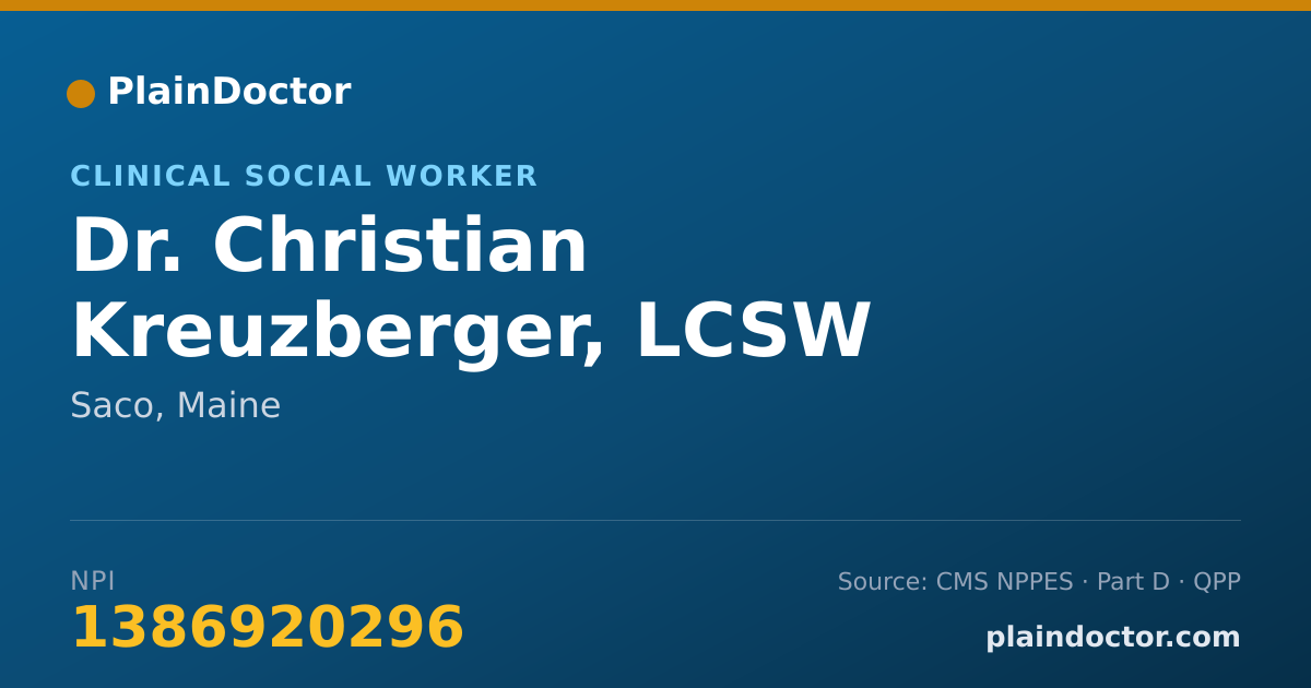 Shareable card for Christian Kreuzberger, LCSW - Clinical Social Worker, Saco, ME