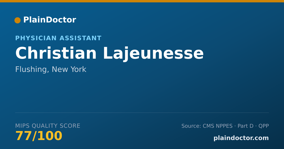 Shareable card for Christian Lajeunesse - Physician Assistant, Flushing, NY