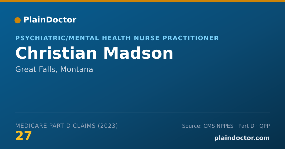 Shareable card for Christian Madson - Psychiatric/Mental Health Nurse Practitioner, Great Falls, MT