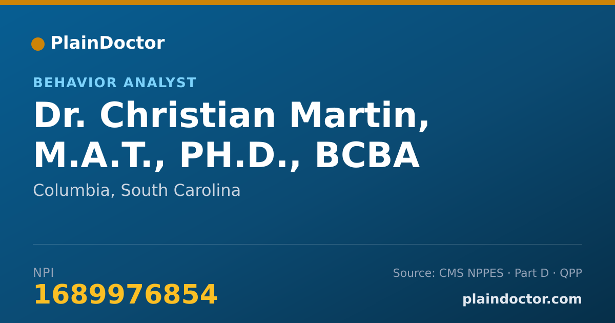 Shareable card for Christian Martin, M.A.T., PH.D., BCBA - Behavior Analyst, Columbia, SC