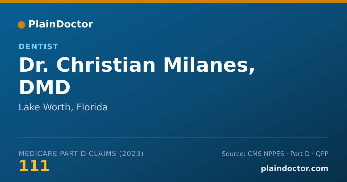 Shareable card for Christian Milanes, DMD - Dentist, Lake Worth, FL