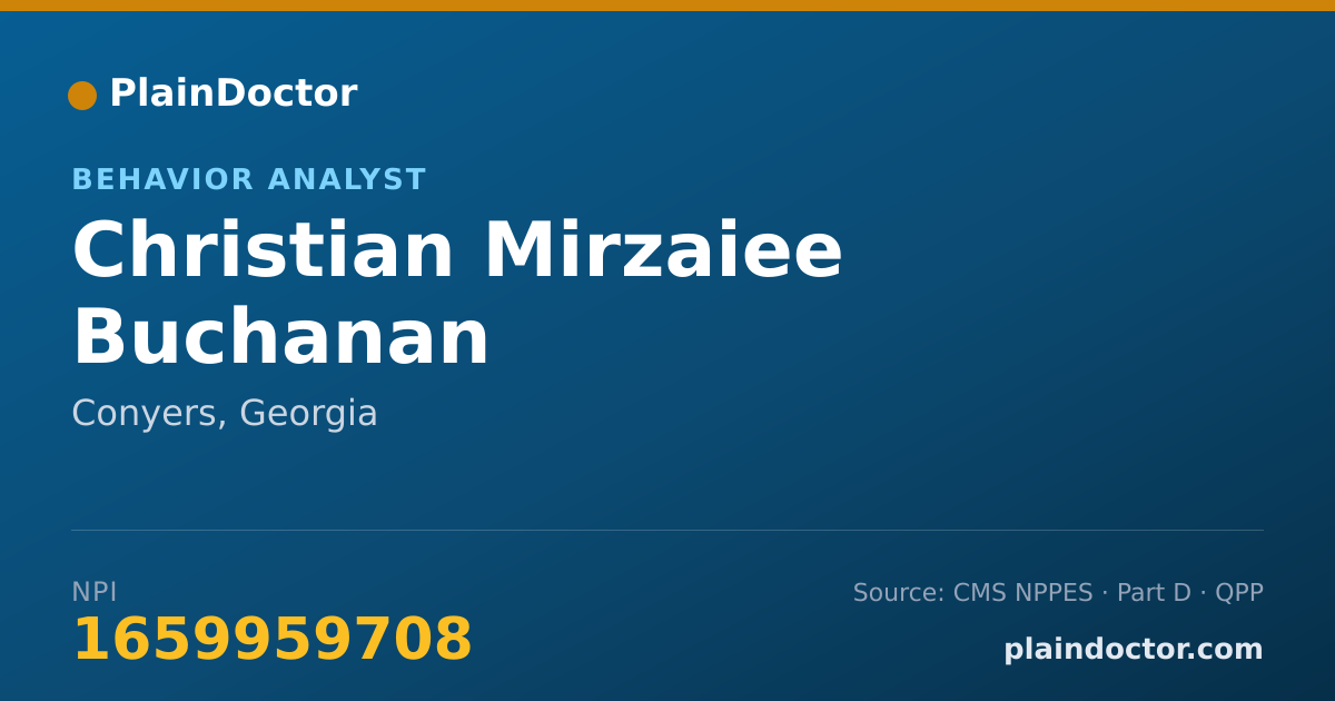 Shareable card for Christian Mirzaiee Buchanan - Behavior Analyst, Conyers, GA