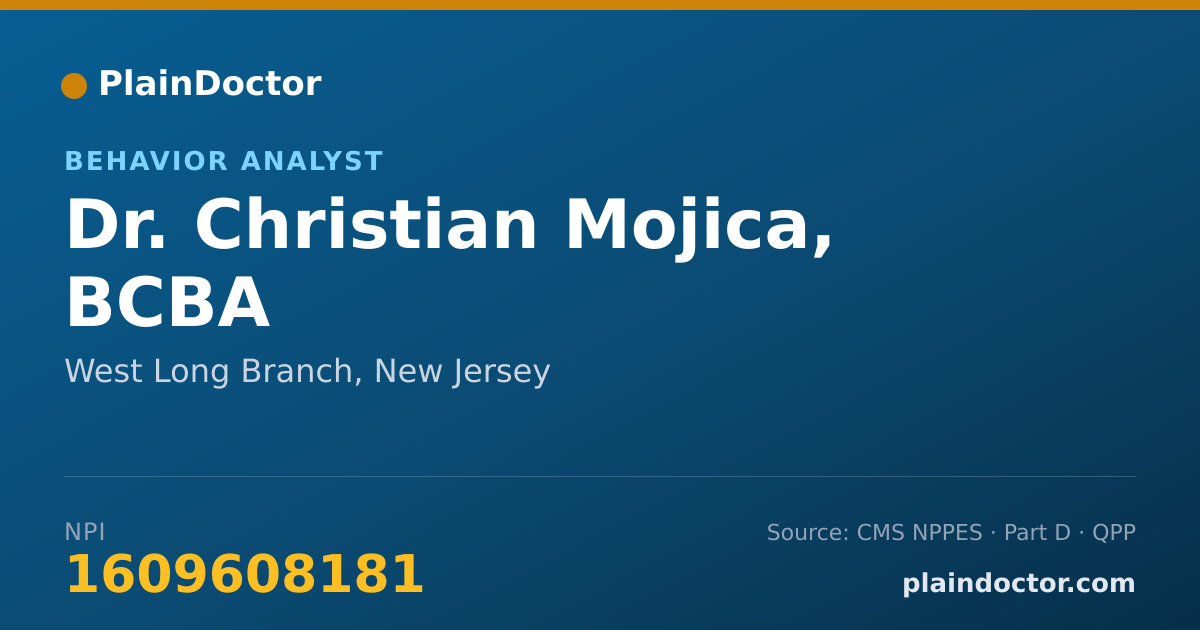 Shareable card for Christian Mojica, BCBA - Behavior Analyst, West Long Branch, NJ
