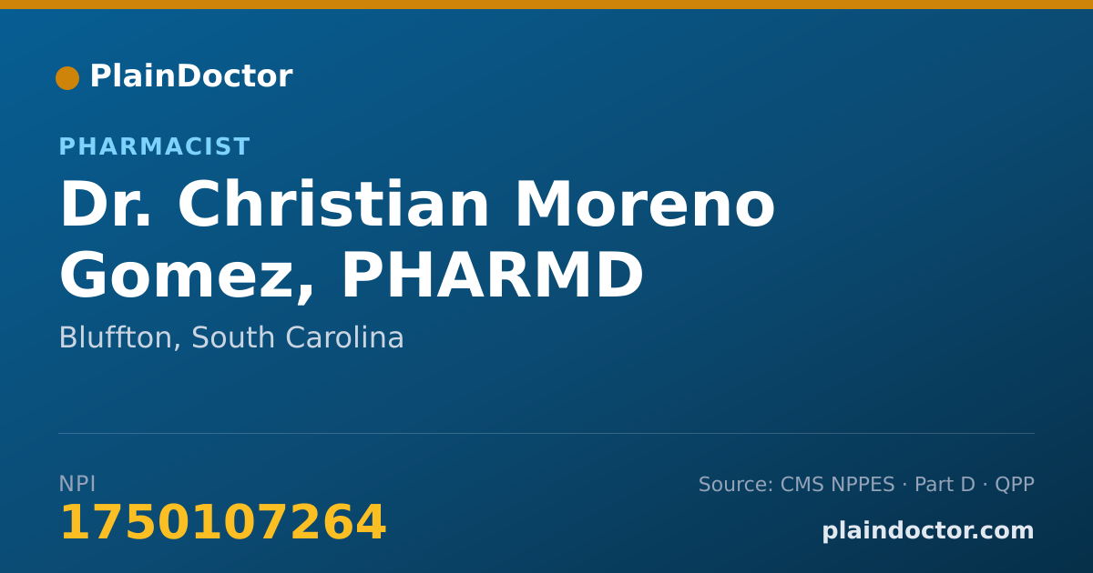 Shareable card for Christian Moreno Gomez, PHARMD - Pharmacist, Bluffton, SC