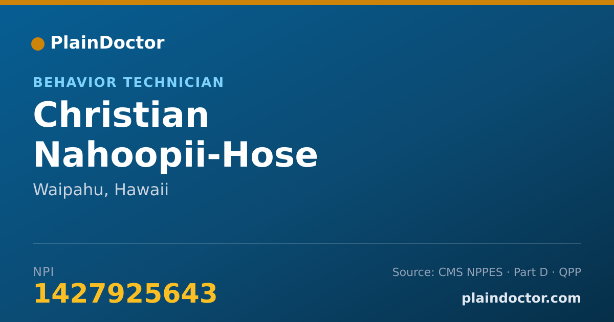 Shareable card for Christian Nahoopii-Hose - Behavior Technician, Waipahu, HI