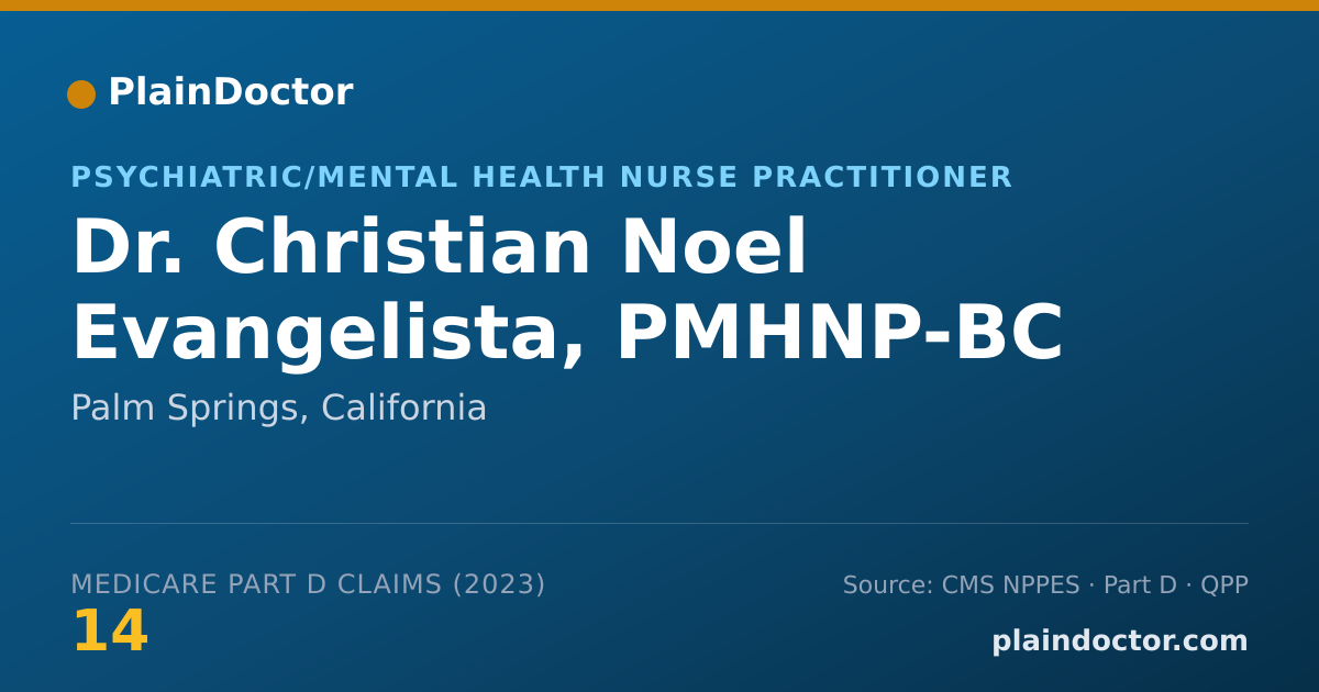 Shareable card for Christian Noel Evangelista, PMHNP-BC - Psychiatric/Mental Health Nurse Practitioner, Palm Springs, CA