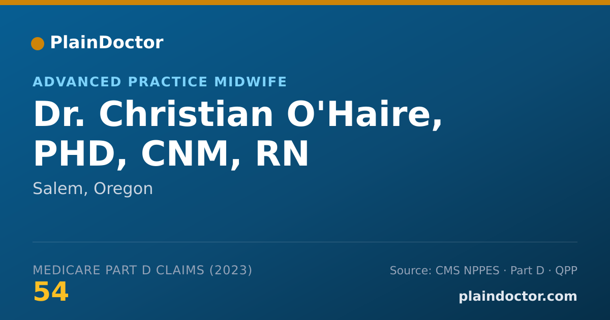Shareable card for Christian O'Haire, PHD, CNM, RN - Advanced Practice Midwife, Salem, OR