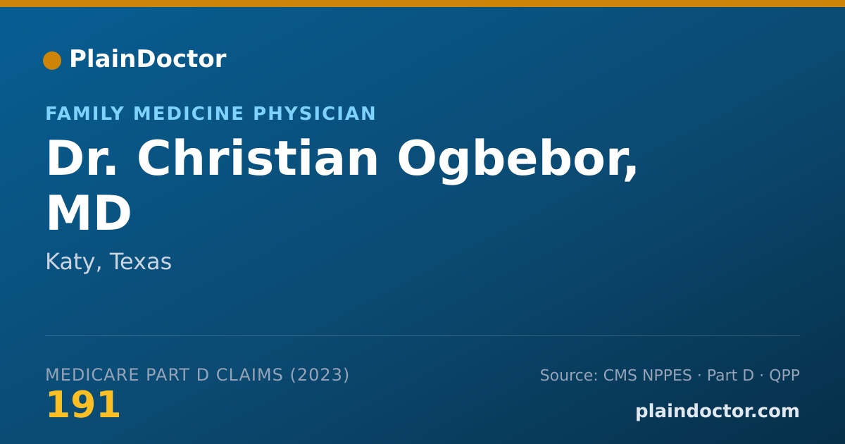 Shareable card for Christian Ogbebor, MD - Family Medicine Physician, Katy, TX