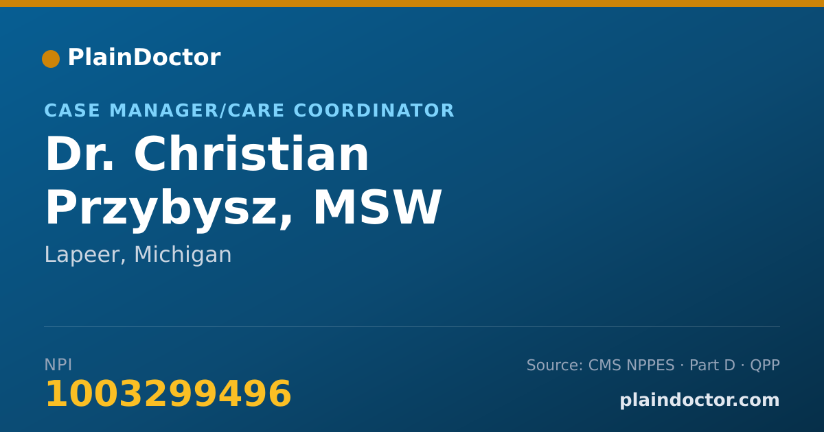 Shareable card for Christian Przybysz, MSW - Case Manager/Care Coordinator, Lapeer, MI