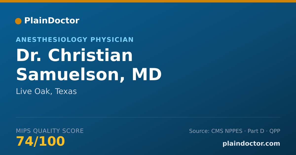 Shareable card for Christian Samuelson, MD - Anesthesiology Physician, Live Oak, TX