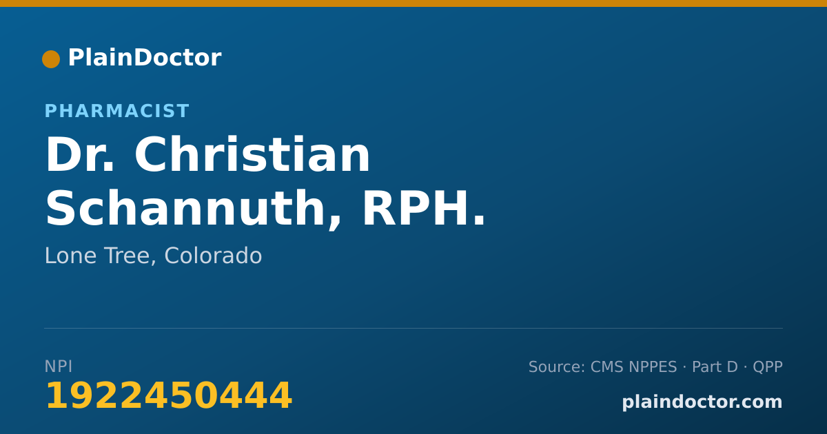 Shareable card for Christian Schannuth, RPH. - Pharmacist, Lone Tree, CO