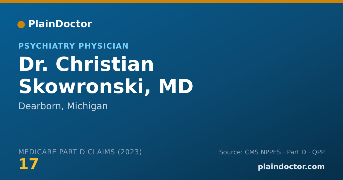 Shareable card for Christian Skowronski, MD - Psychiatry Physician, Dearborn, MI