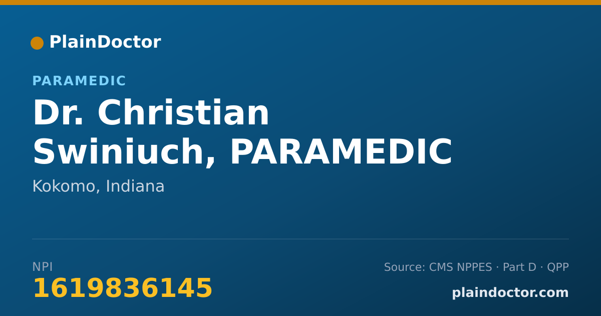 Shareable card for Christian Swiniuch, PARAMEDIC - Paramedic, Kokomo, IN