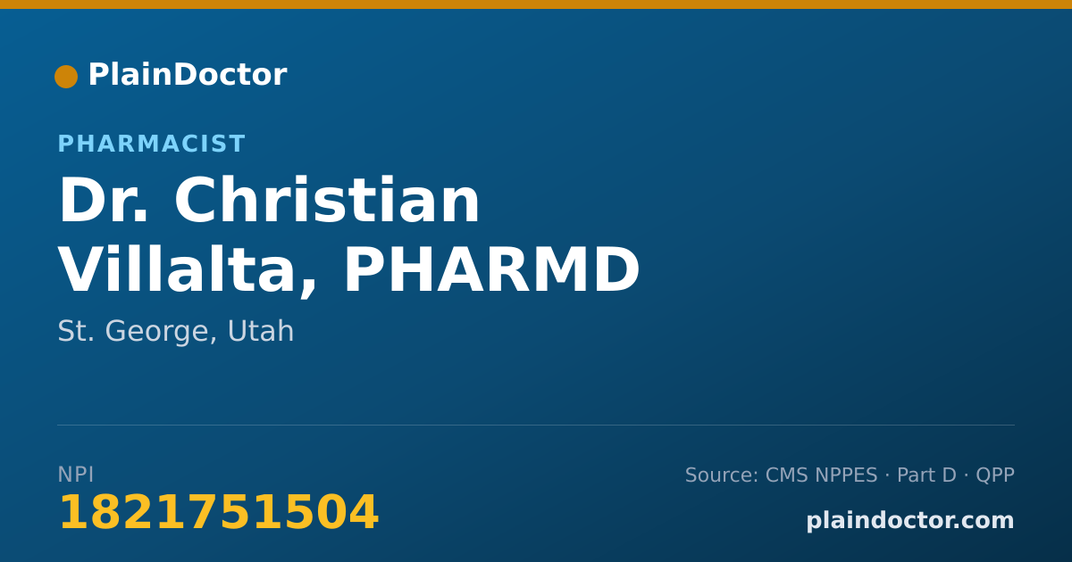Shareable card for Christian Villalta, PHARMD - Pharmacist, St. George, UT