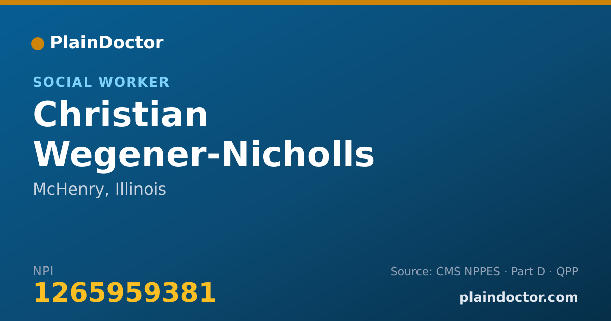 Shareable card for Christian Wegener-Nicholls - Social Worker, McHenry, IL