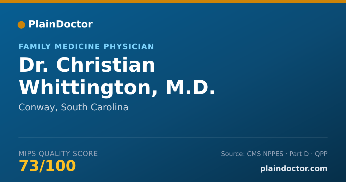 Shareable card for Christian Whittington, M.D. - Family Medicine Physician, Conway, SC