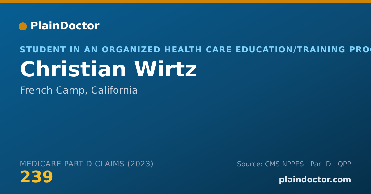 Shareable card for Christian Wirtz - Student in an Organized Health Care Education/Training Program, French Camp, CA