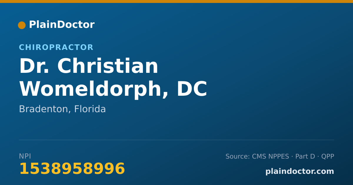 Shareable card for Christian Womeldorph, DC - Chiropractor, Bradenton, FL