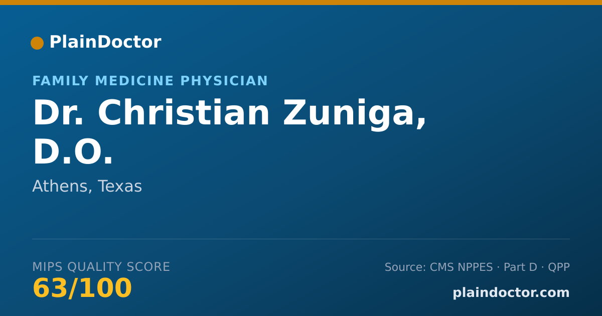 Shareable card for Christian Zuniga, D.O. - Family Medicine Physician, Athens, TX
