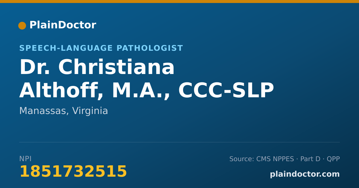 Shareable card for Christiana Althoff, M.A., CCC-SLP - Speech-Language Pathologist, Manassas, VA